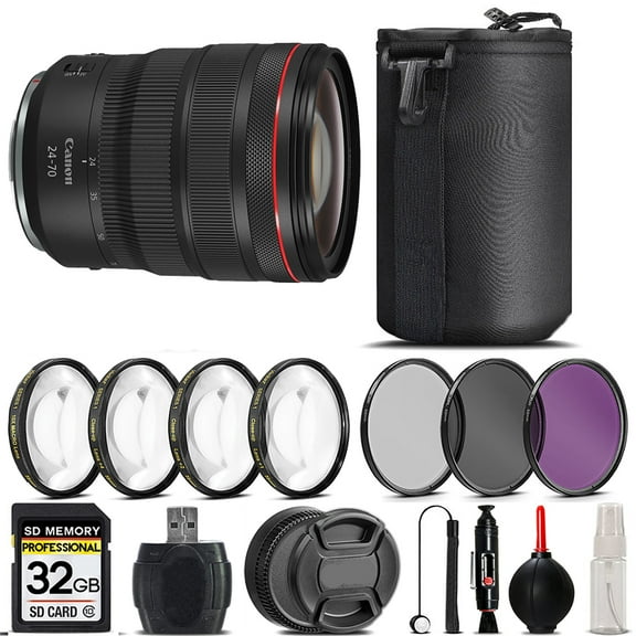 Canon RF 24-70mm f/2.8L IS USM Lens   4PC Macro Kit   UV, CPL, FLD Filter - 32GB Kit