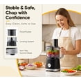 thumbnail image 5 of Plum Chef 10.5-Cup Food Processor and Vegetable Chopper, 5 Stainless Steel Blades & Dough Blade, 3 Modes for Slicing, Shredding & Kneading, Dishwasher Safe, Black, 5 of 6