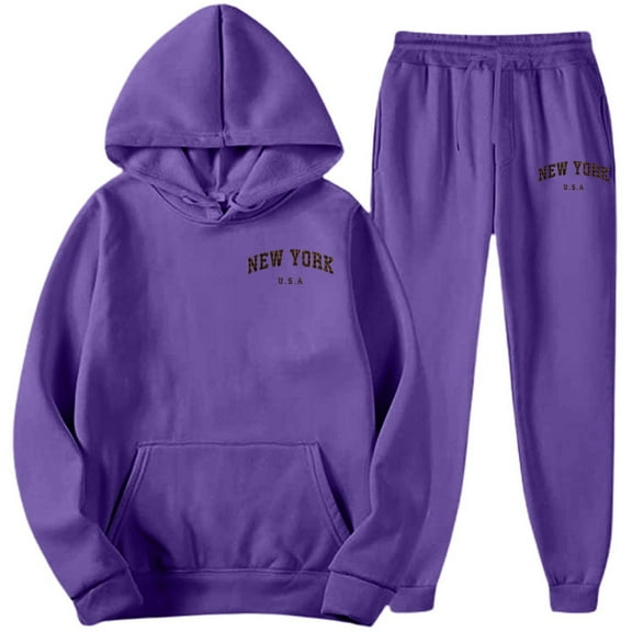 Casual Sportswear Set, Jogging Sportswear Set, 2-Piece Set of Sportswear, Purple S