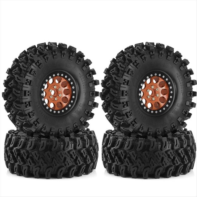 Juego de 4 Llantas de Goma con Bloqueo de Cuentas de Metal de 136 mm y 1,9 Pulgadas para Coche RC Crawler TRX4 D90 D110 para Axial SCX10 B A Escala 1/8/1/10 B