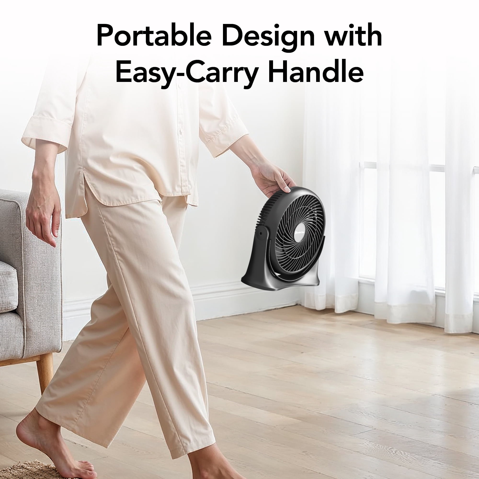 Comfort Zone 11 in. Desktop Table Fan with 3 Speeds, Adjustable Tilt, Black