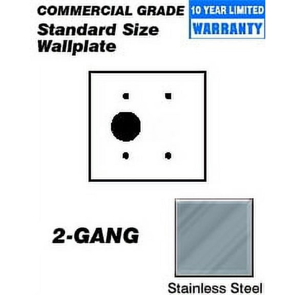 Leviton 84085-40 2-Gang 1-Blank 1-Single 1.406-Inch Diameter Device Combination Wallplate Standard Size Strap Mount Stainless Steel