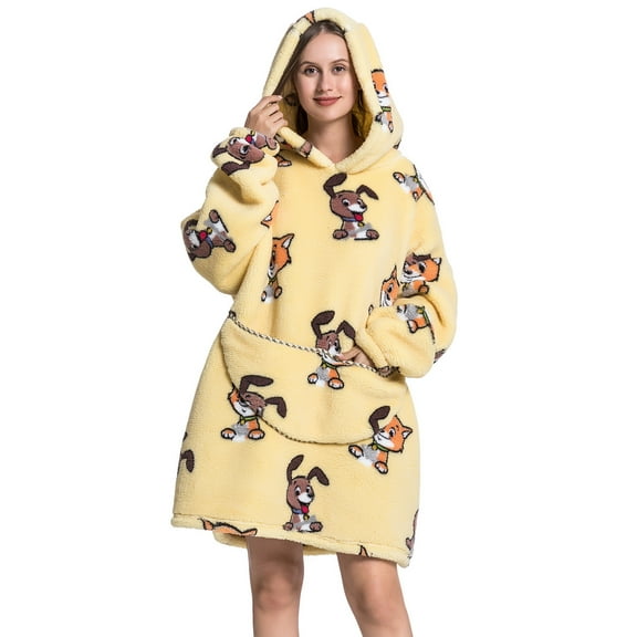 Msrlassn Hoodie Blanket for Women Adults Wearable Hooded Sweatshirt Pullover, Wearable Blanket Hoodie Super Soft Warm Cosy Sweatshirt with Big Pocket