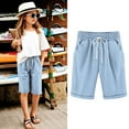 thumbnail image 2 of RMGVDSD Girls Summer Shorts Girls Bermuda Shorts Knee Length Cute Preppy Clothes Drawstring Long Shorts Elastic Waist Straight Leg Shorts Casual Pants 11-12 Years, 2 of 4