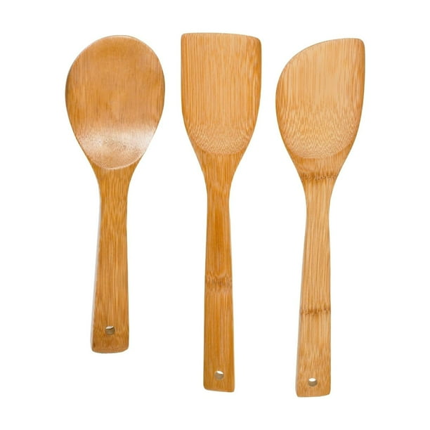 Juego de cucharas para utensilios de cocina IMUSA USA, 3 piezas, bambú