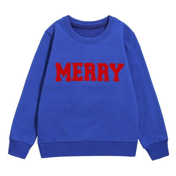 HXWCHs Girls' sweatshirts Girls Long Sleeve Letter Print Sweatshirt Pullover top with Cute Design for Children Blue 4-5 Years