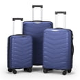 thumbnail image 2 of Canddidliike V-Shaped Stripes 3-in-1 PP Trolley Case with PP Iron Trolley, 3 Pieces Luggages, Fashionable Luggage for Outdoor, Dark Blue, 2 of 8