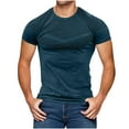 thumbnail image 2 of Admvng Muscle Shirts for Men Casual Fashion Solid Color Round Neck Short Sleeved Slim Fit Athletic Shirts S-3XL, 2 of 4