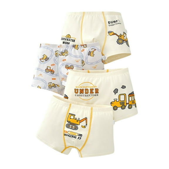 Underwear for Boys Kids Toddler Baby Boys Boxer Briefs 4 Pack Cute Cartoon Printed Cotton Underwear Trunks Toddler Boxer Briefs Light 2 years-3 years