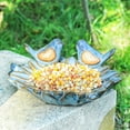 thumbnail image 6 of 8.26”Small Ceramic Bird Bath Bowl, Wild Bird Baths Birdfeeder With Birds Figurines Decorations For Outdoors Garden Yard Lawn(Blue), 6 of 6