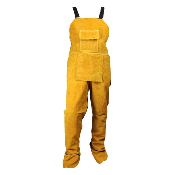 Welding Clothing Leather Welding Apron with Pockets BBQ Apron Yellow 103cm
