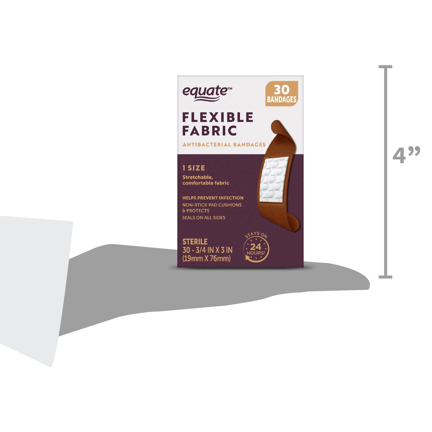 Equate Flexible Fabric Antibacterial Bandages, 30 Count