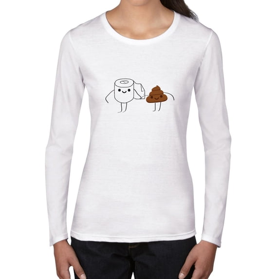 Poop & Toilet Paper Best Friends - Funny Skipping Women's Long Sleeve T-Shirt