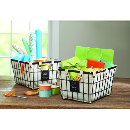 2 Pack Details about   Better Homes & Gardens Medium Wire Basket with Chalkboard
