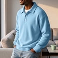 thumbnail image 5 of Dwellite Mens Casual Waffle Polo Shirts Button Collared Shirts Long Sleeve Sweater Fall Winter Solid Color Clothes Light Blue XL, 5 of 10