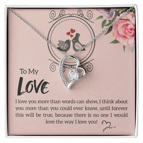 To My Love I Love You More Forever Necklace w Message Card