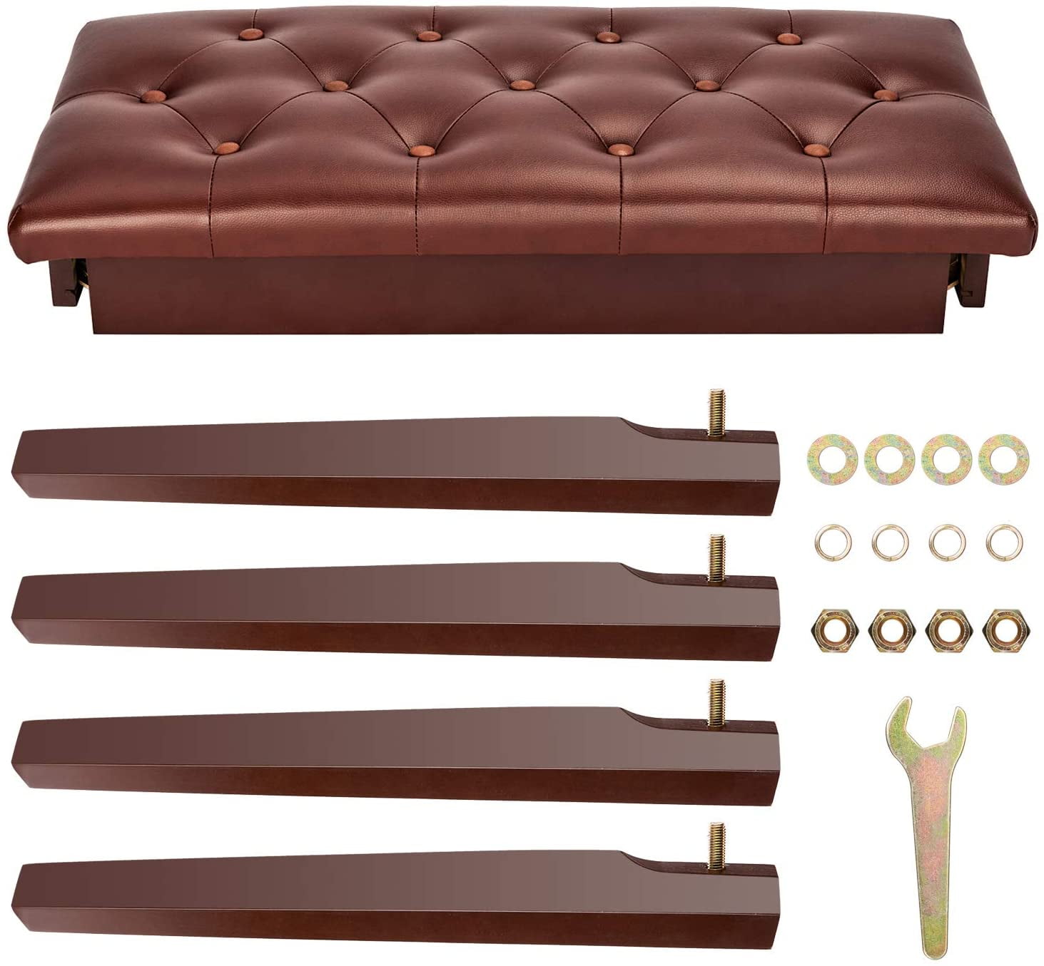 Duet Piano Bench with Music Storage and Padded Cushion Artist Seat