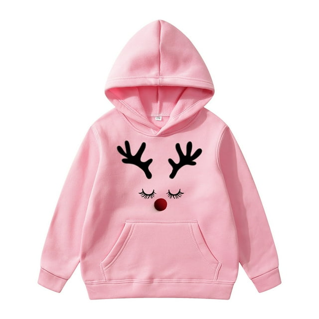 DGHM Sensory Sweater Girls Hoodie with Cat Ears Comfy Blanket Hoodie Kids Christmas New Children's Hoodie Men and Women with Pocket Decoration Hoodie Children Plus Hoodie Pink