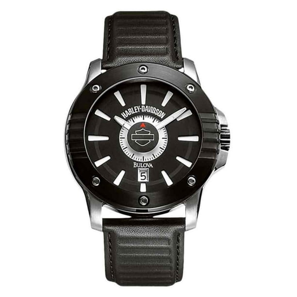 Harley-Davidson - Men's Bar & Shield Logo Watch, Black Leather Strap ...