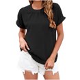 thumbnail image 1 of Moda mujer verano manga corta pulóver Color sólido Casual blusa Tops Fridja  ghk914, 1 of 3