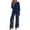 Floral Navy, variant on Two Piece Sets for Women Lounge Outfits 3/4 Sleeve Wide Leg Pants with Pockets Dressy Fall Clothes