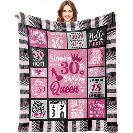 Birthday Blanket Birthday Gifts for Women - Stepping into 30th Birthday Like A Queen 50 X 60 Soft Throw Blanket - Best Happy 30th Birthday Gifts for Women 30th Woman Birthday Gift Ideas