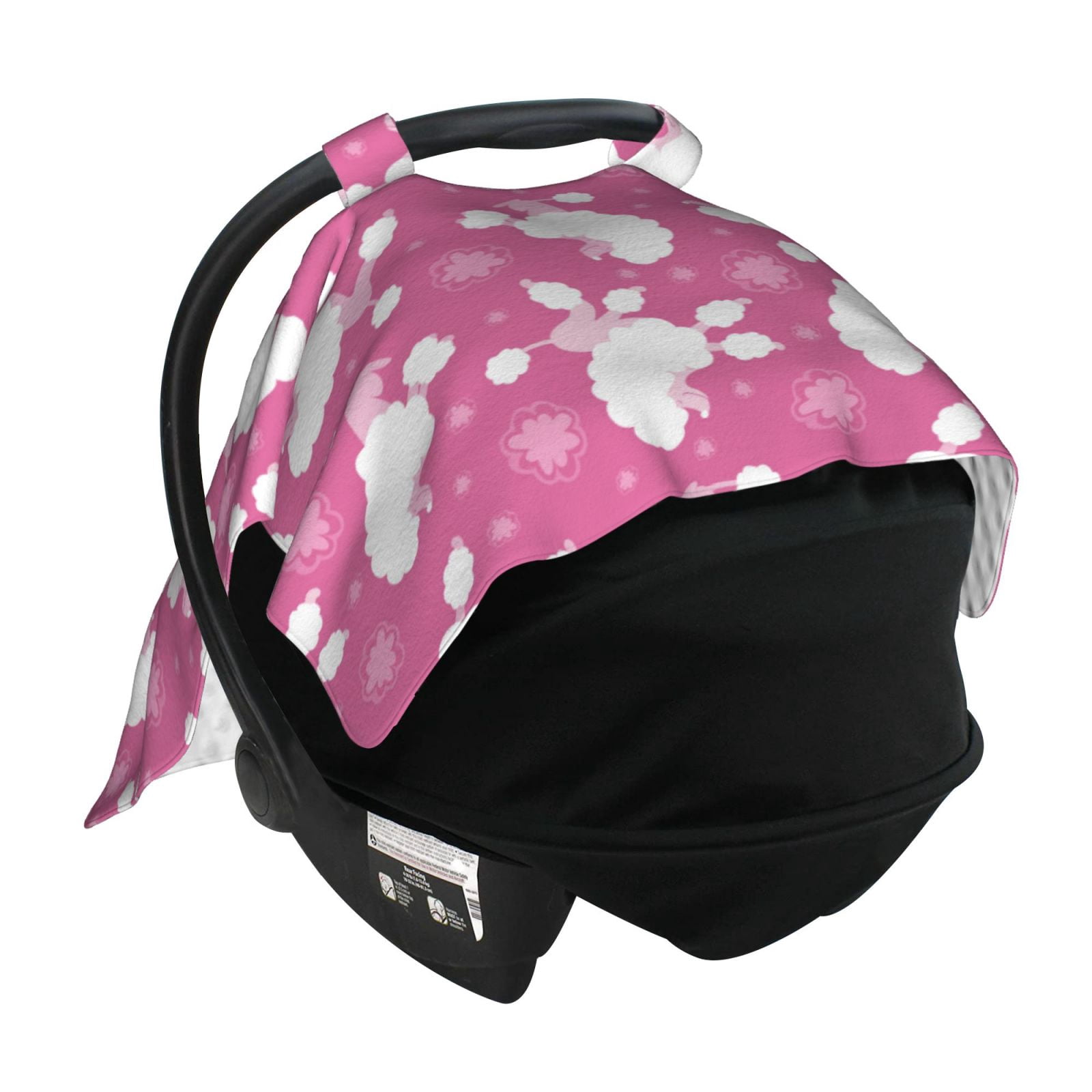 Car Seat Cover Baby - Cute Poodle Dog Pink Breathable Infant Car Seat Cover for Baby Carseat, Lightweight Comfort Baby Essentials Must Haves Newborn Stuff for Girl Boy