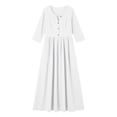 thumbnail image 6 of Guieoi Womens Dresses Fall Plus Size Round-Neck Loose Casual Button-Down Long-Sleeve Dress with Waist Tie White L, 6 of 6