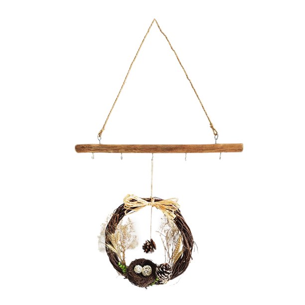 Guirnalda colgante de pared para puerta, corona de ratán, flores artificiales, hojas, regalo de boda Ratán 38cm
