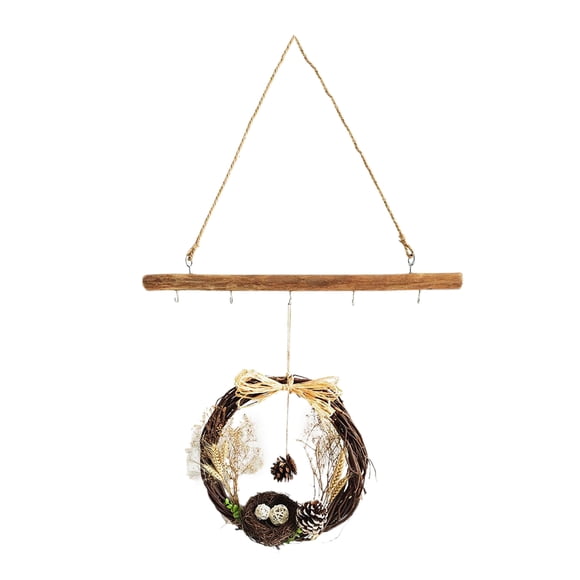 Guirnalda colgante de pared para puerta, corona de ratán, flores artificiales, hojas, regalo de boda Ratán 38cm