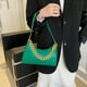 thumbnail image 5 of Bolsa bandolera con cadena de cuero PU para mujer, con cremallera de color sólido (verde) Ehuebsd Para Estrenar, 5 of 8