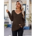 thumbnail image 2 of FUNING Womens Sweaters Fall 2025 Long Sleeve Knit Pullover V Neck Lightweight Crochet Sweater Tops Dressy Casual, 2 of 6