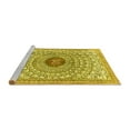 thumbnail image 2 of Ahgly Company Machine Washable Indoor Square Medallion Yellow Traditional Area Rugs, 5' Square, 2 of 4