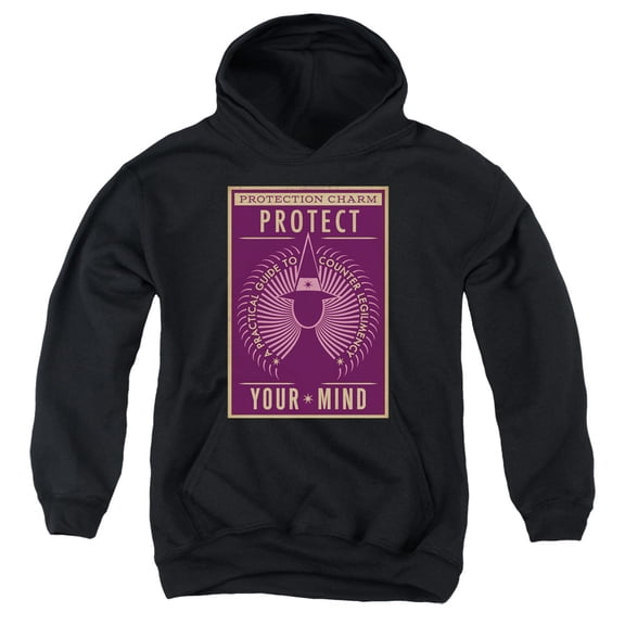 Trevco Sportswear WB237-YFTH-4 Fantastic Beasts Protect Your Mind Youth Hooded Sweatshirt, Black - Extra Large