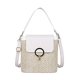 thumbnail image 1 of Bolsos pequeños de paja tipo cubo para mujer, bolsos de viaje para mujer, bolsos de mano, bolso de hombro sencillo para mujer, marrón y blanco, 1 of 4
