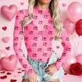 thumbnail image 2 of shoper Women Mesh Sheer Tops, Long Sleeve Bodysuit Neck Valentine's Heart Print Leotards Party Clubwear Shirt S-XXL, 2 of 5