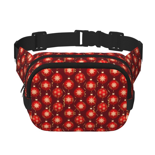 Disketp Christmas Red Balls Riñonera de Doble Capa, Bolsa de Cintura Ajustable para Viajes, Correr y Senderismo, Riñonera Ligera para Hombre y Mujer