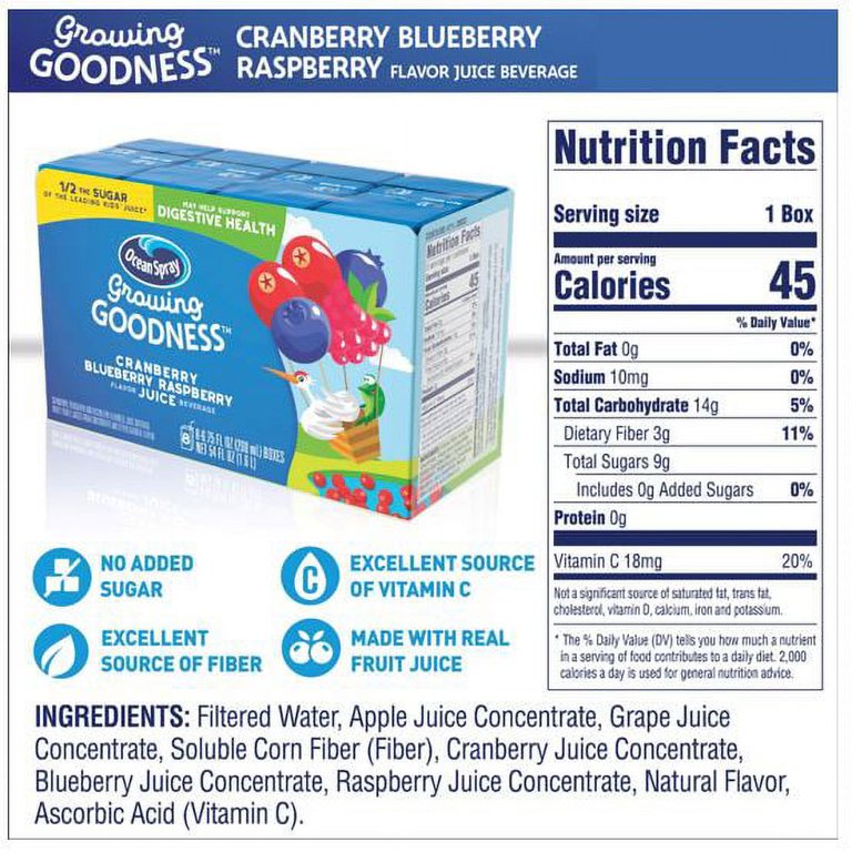 Ocean Spray Growing Goodness Cranberry Blueberry Raspberry, 32 Pack photo 2