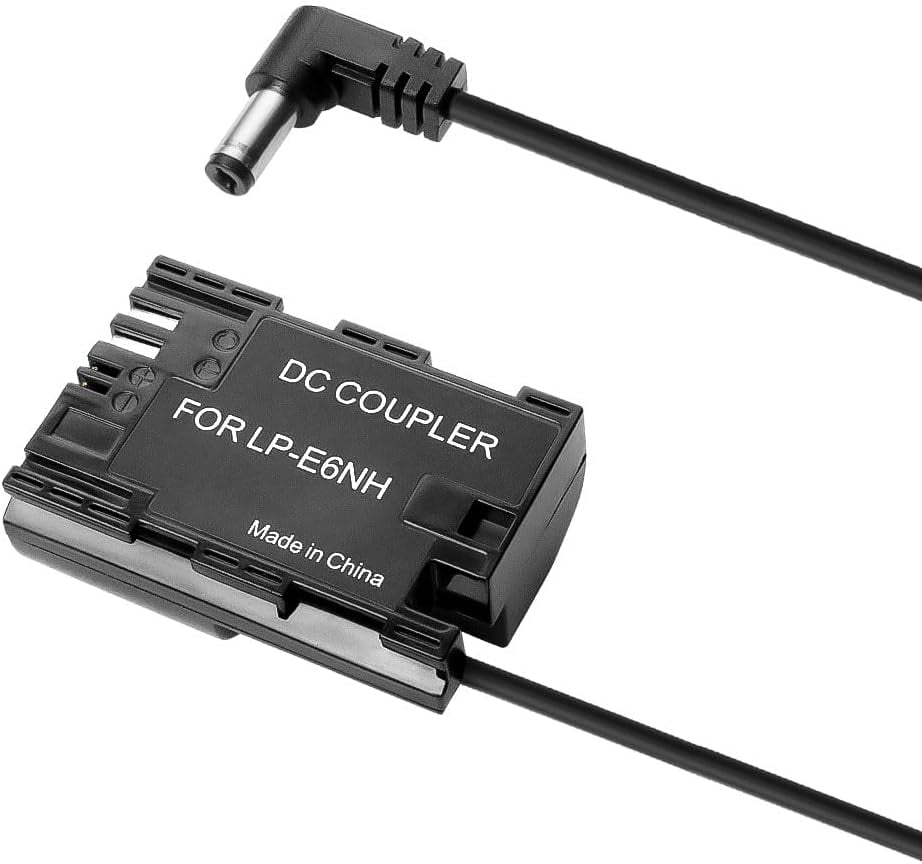 Alvin's Cables LP-E6NH Dummy Battery to DC Power Cable for Canon-R5C Camera, EOS R7 R6 R 90D 80D 7D Mark II 7D 70D6D 60D 5D Mark IV 5DS Camera, 50cm/19.7inches