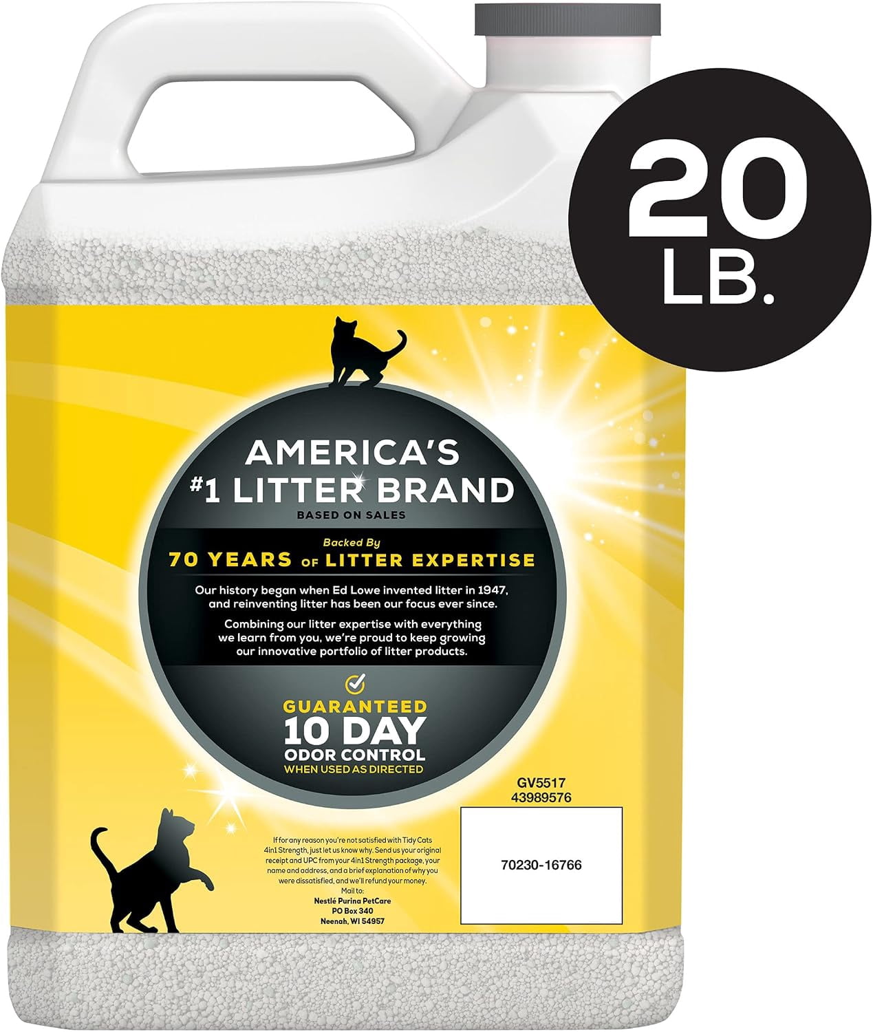 (2 pack) Purina Tidy Cats 4-In-1 Strength Clumping Cat Litter, Floral Scent, 20 lb Jug