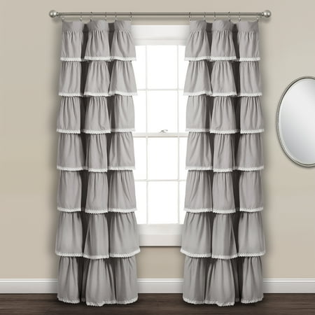 Lace Ruffle Window Curtain Panel Gray 52x84 Walmart Com