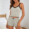 thumbnail image 4 of NominalSnug Womens Rib Knit Pajama Set Summer Lace Trim Cami and Shorts 2 Piece Loungewear with Adjustable Straps Soft Sleepwear, 4 of 6