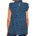 thumbnail image 3 of Nlife Women Ruffled Short Sleeve Button Closure Polka Dots Shirt,S, 3 of 7