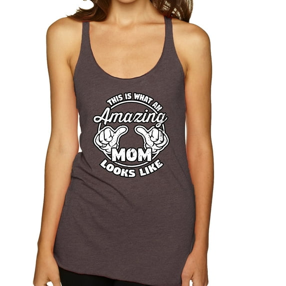 Wild Bobby, This is What an Amazing Mom Looks Like, Mother's Day, Women Tri-Blend Racerback Tank Top, Brown, X-Large