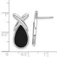 thumbnail image 2 of 925 Sterling Silver Solid Polished Post Simulated Onyx Teardrop Earrings 22x10mm Wide Dangle Earring for Women, 2 of 2