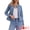 Light Blue, variant on DARING DIVA Women's Peplum Hem Button Down Collarless Jean Jacket XS Light Blue