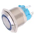 thumbnail image 3 of 2 unids 12 ~ 24VDC 19mm autoblocante interruptor de botón 1NO 4PIN interruptor de botón de metal (azul), 3 of 8