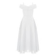 thumbnail image 2 of Eandarui Kids Girls Off Shoulder Junior Bridesmaid Dresses Chiffon A-Line Wedding Party Dress Formal White 12, 2 of 5