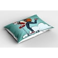 thumbnail image 2 of Ambesonne Indie Pillow Sham 2 Pack, Pop Art Hipster Santa, 30"x20", Teal Red Blue, 2 of 3