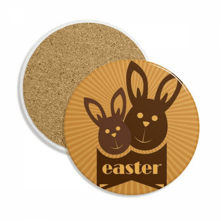 

Easter Festival Brown Bunny Pattern Coaster Cup Mug Tabletop Protection Absorbent Stone